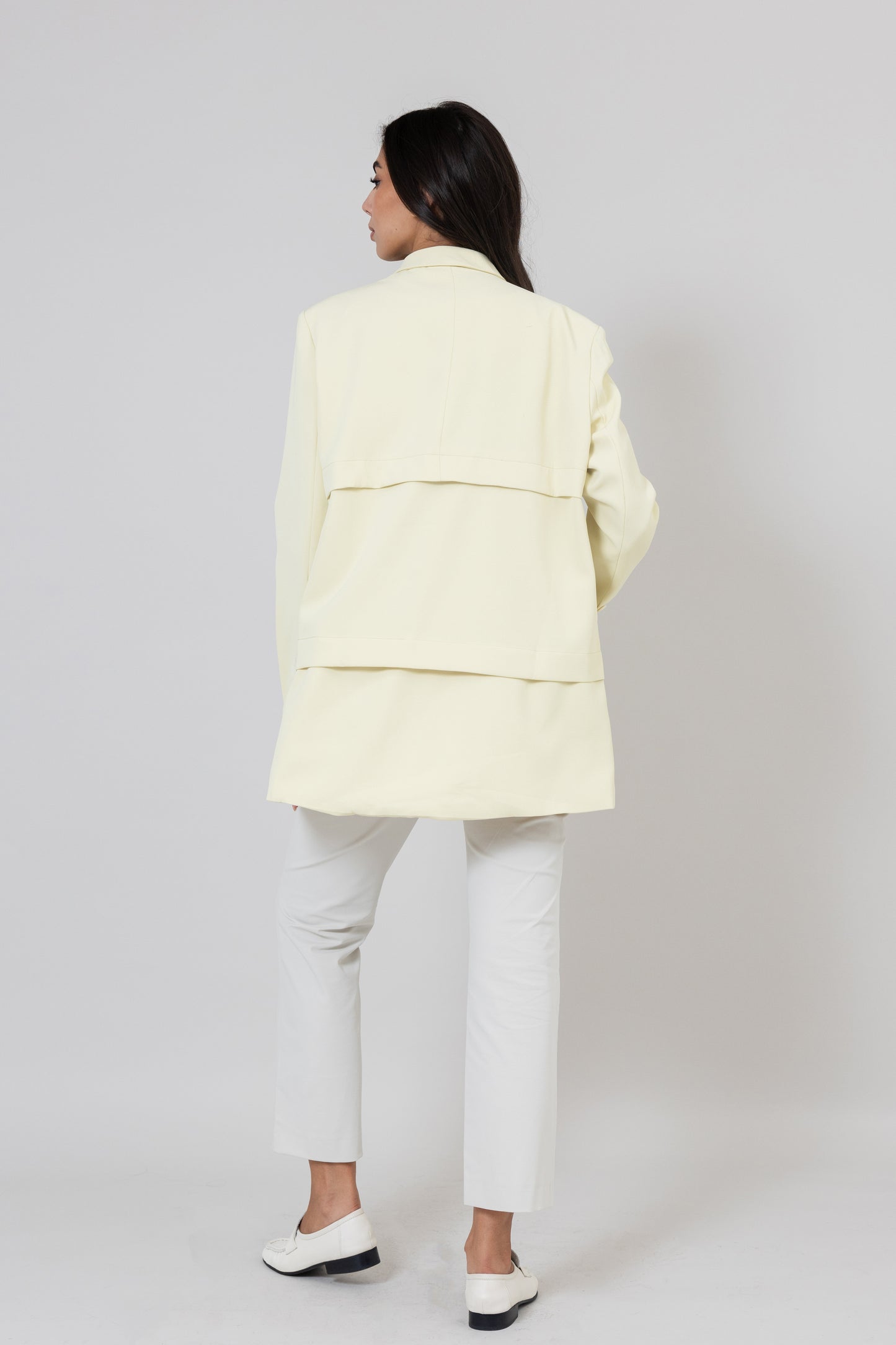 Pastel Yellow Blazer with Horizontal Buttons