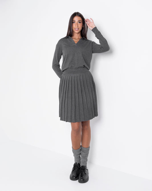 Light Knitted Pleated Skirt Set