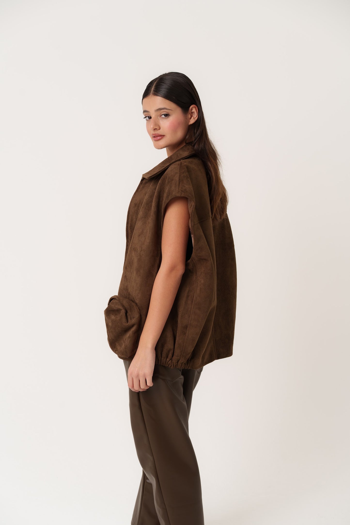 Coffee Vest with Oversized Pockets