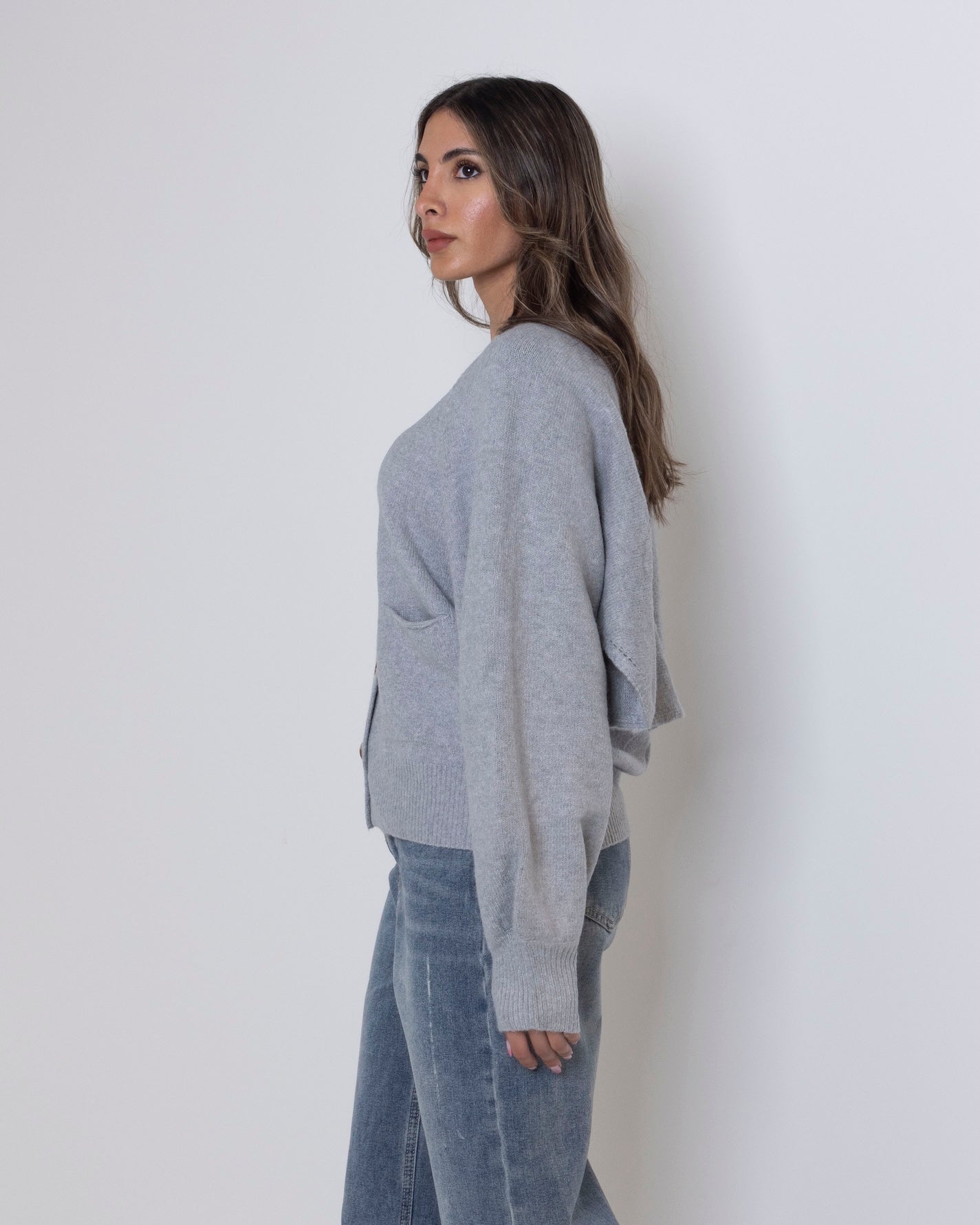 Grey Knit Cardigan Set