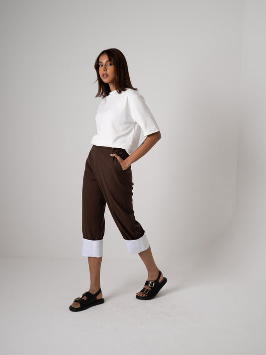 Brown Pants with White Fold