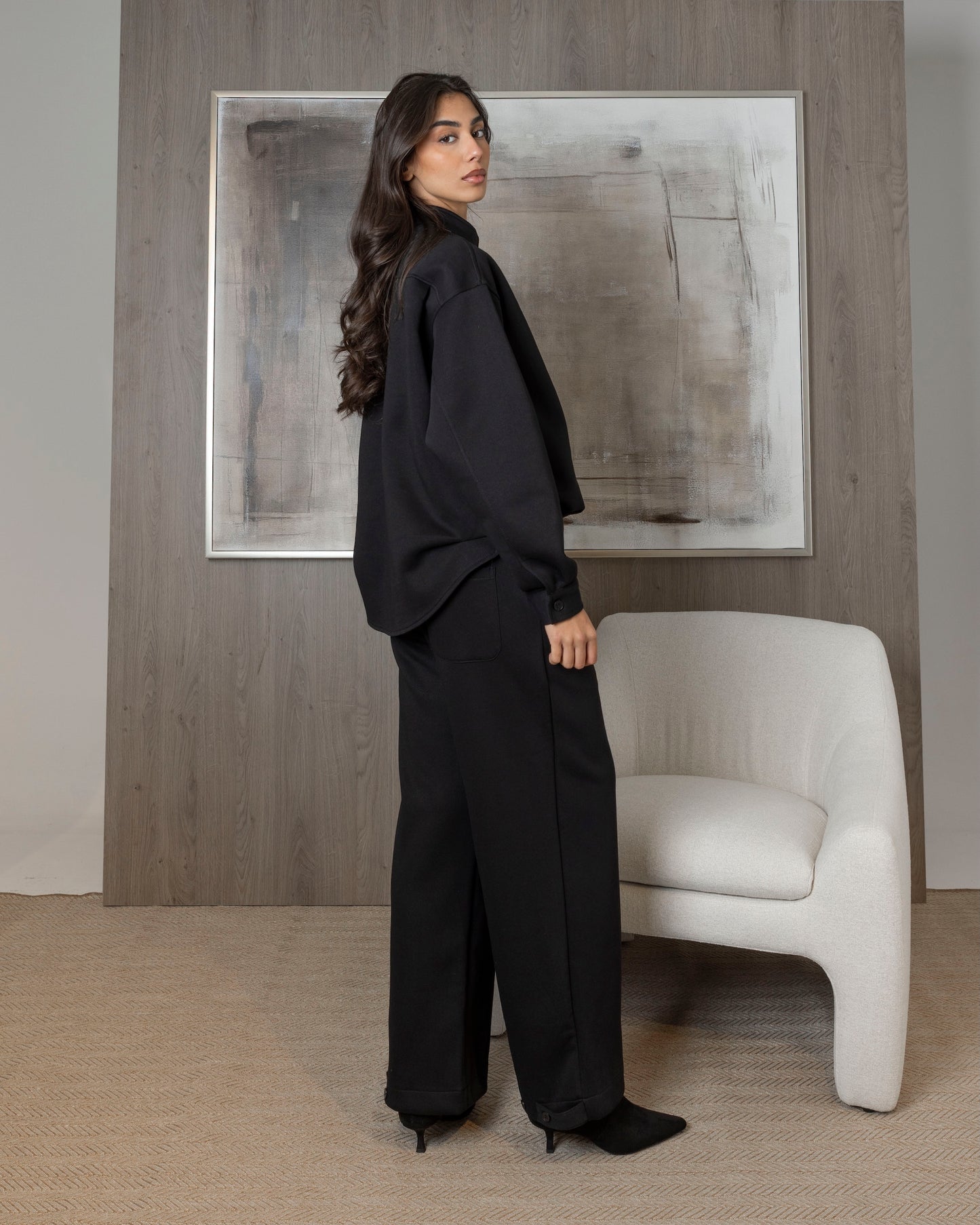 Black Tracksuit with Attached Inner Top