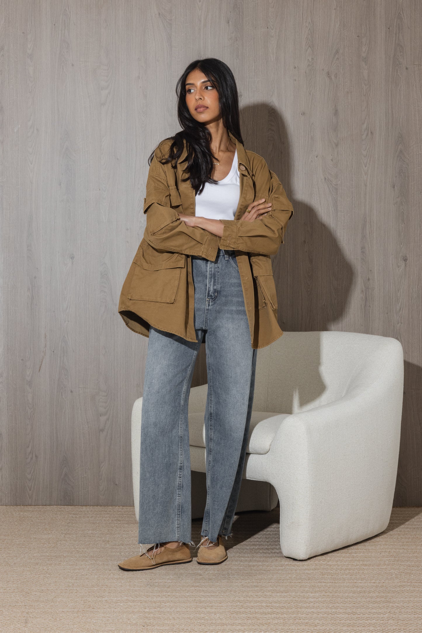 Denim Camel Cargo Shirt