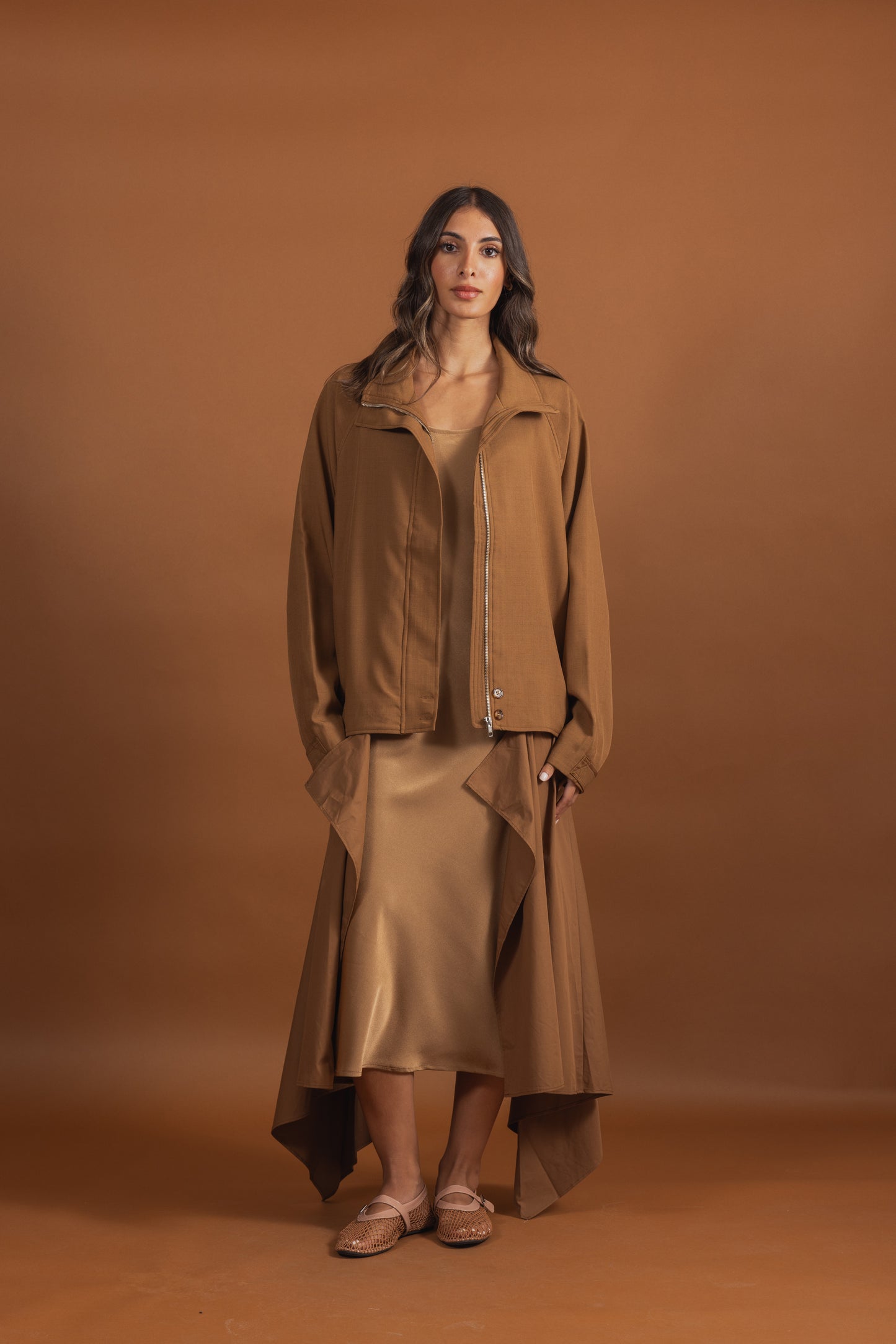 Chestnut Draped Jacket