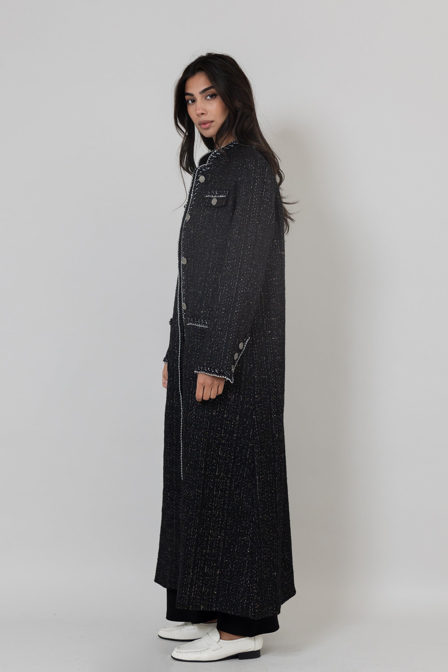 Tweed Black Long Jacket