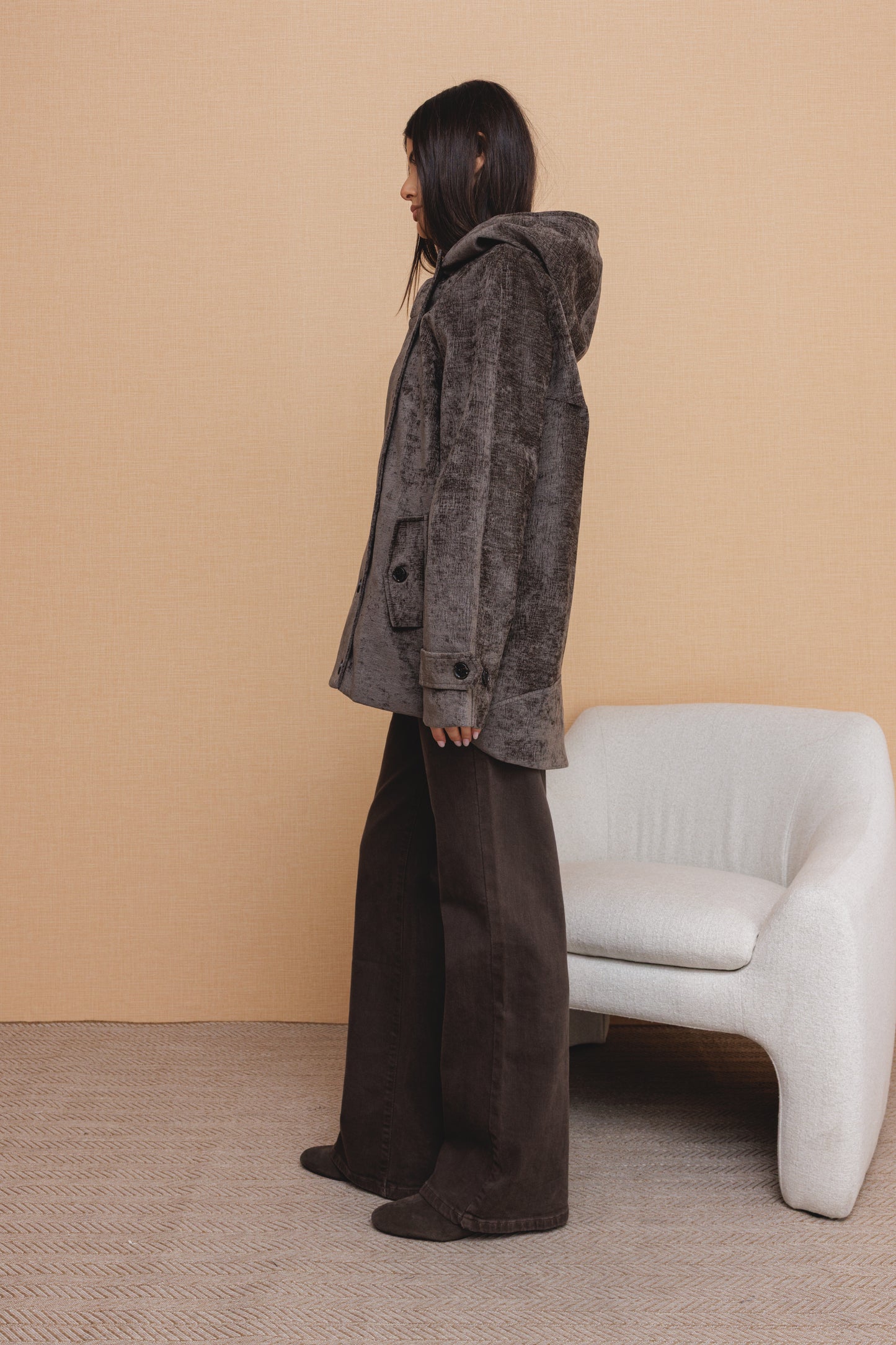 Velvet Short Trench Jacket