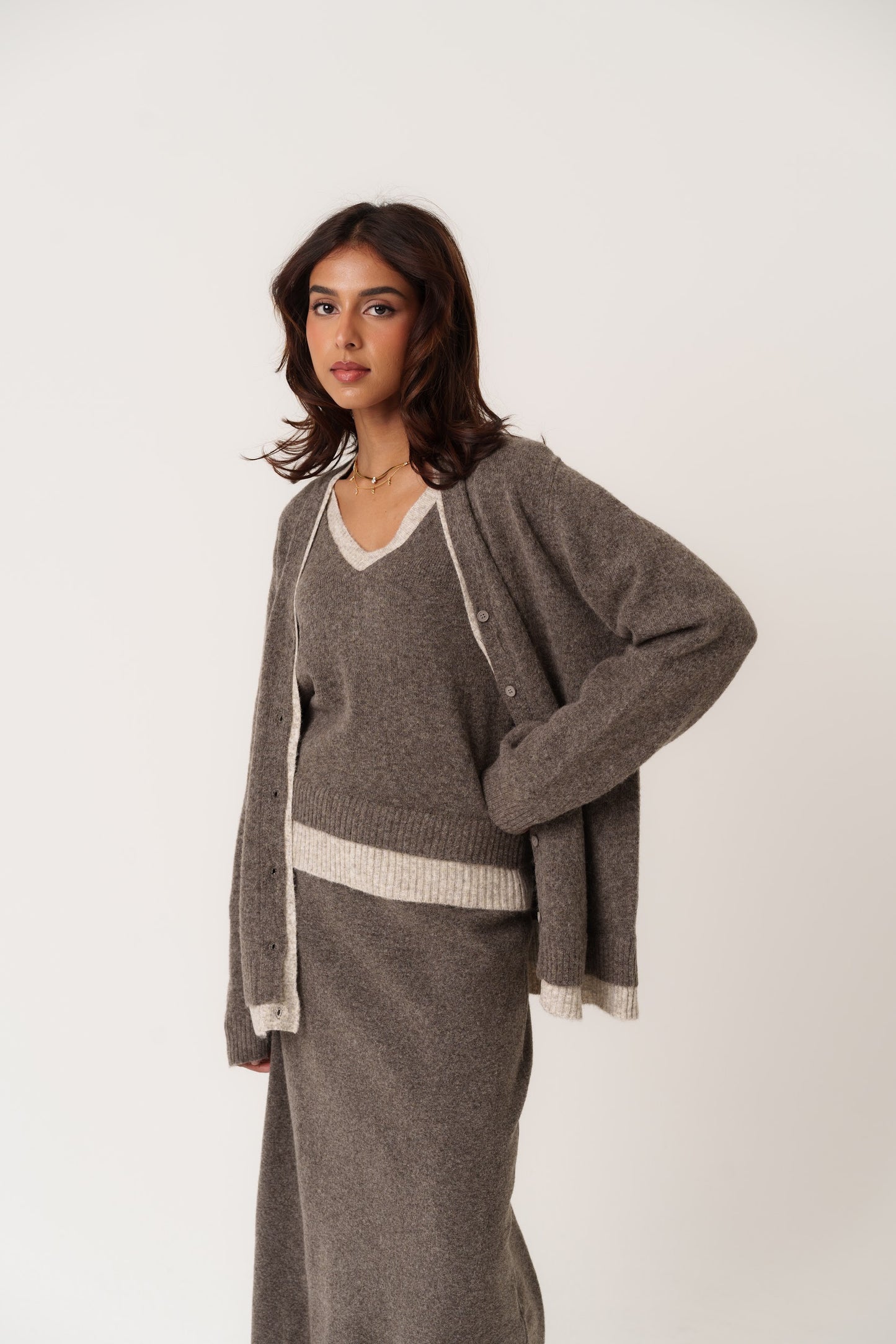 3 Piece Grey & White Knitted Set