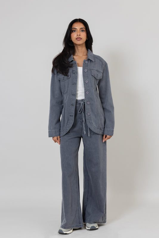 Grey Washed Denim Set