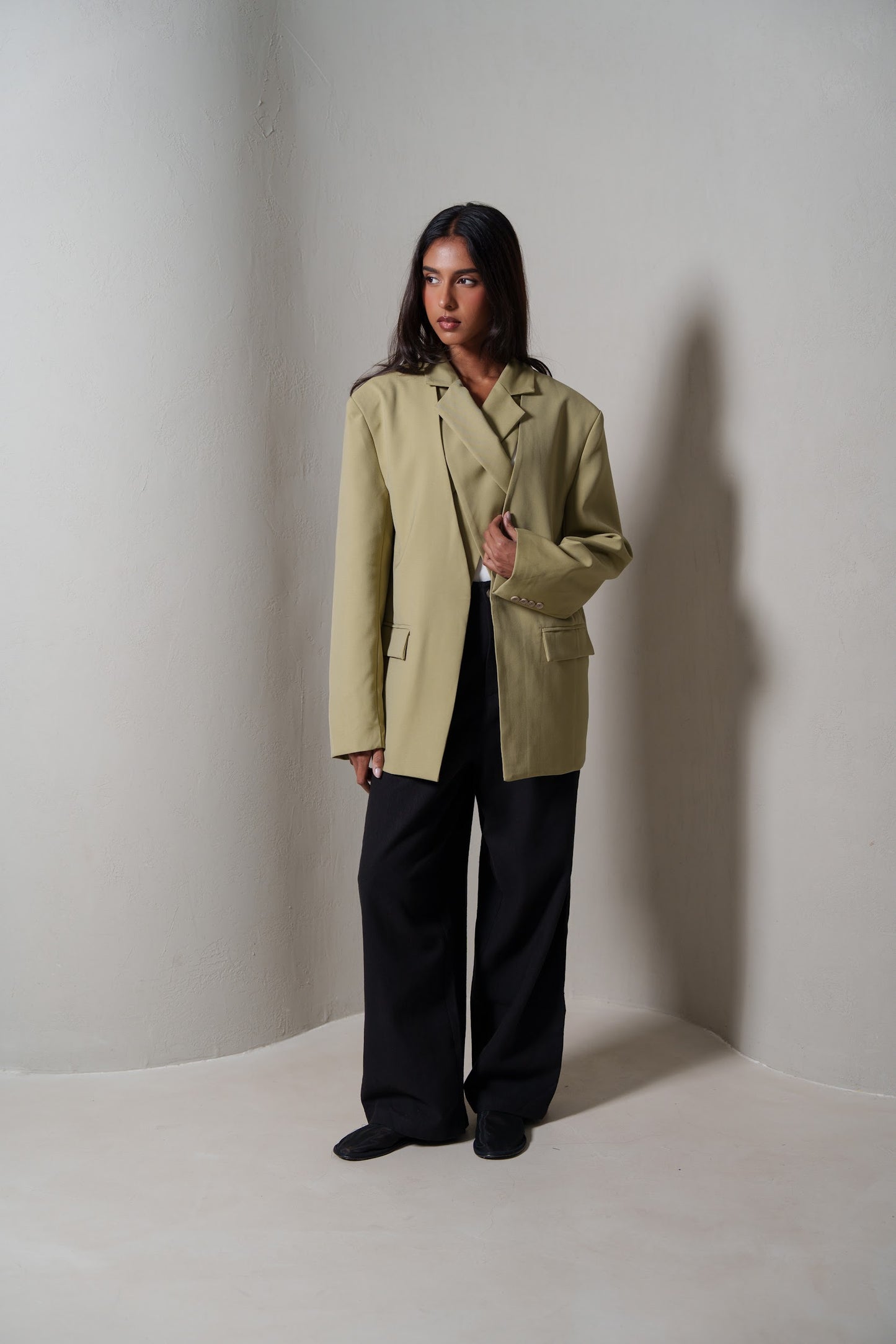 Khaki Blazer with Inner Wrap
