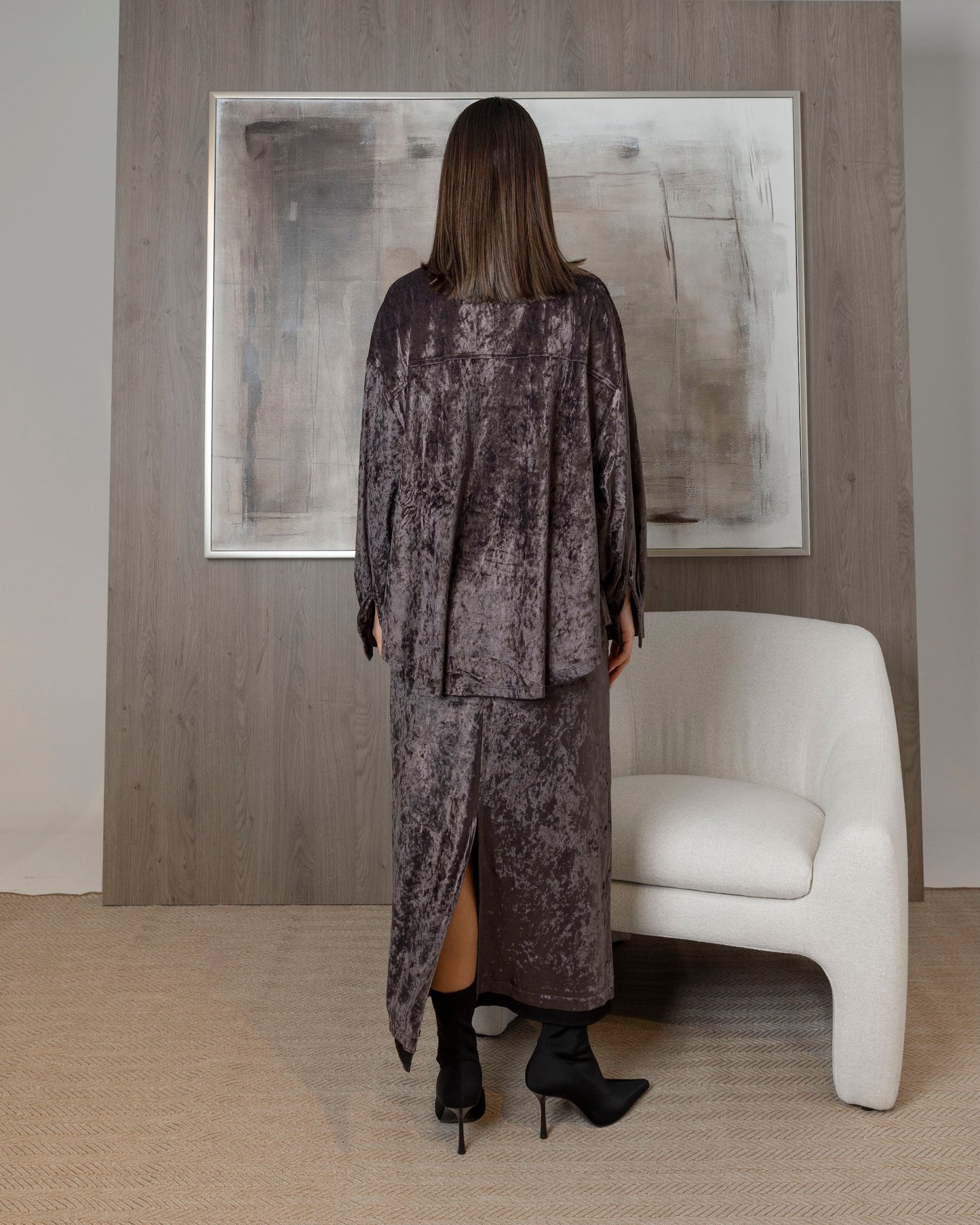 Dark Grey Velvet Set