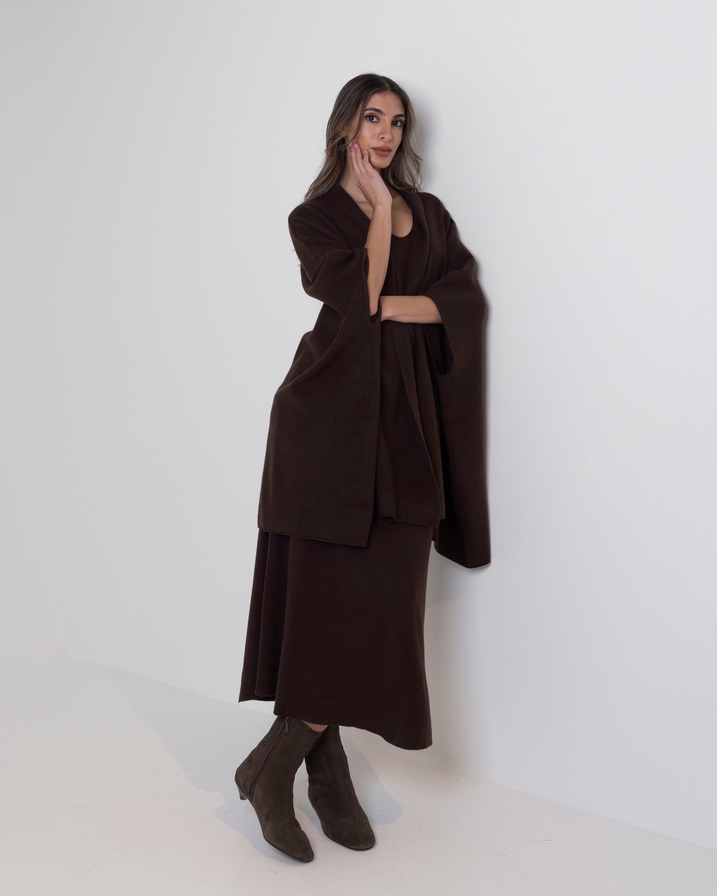 Knit Dress Set with Flowy Cardigan