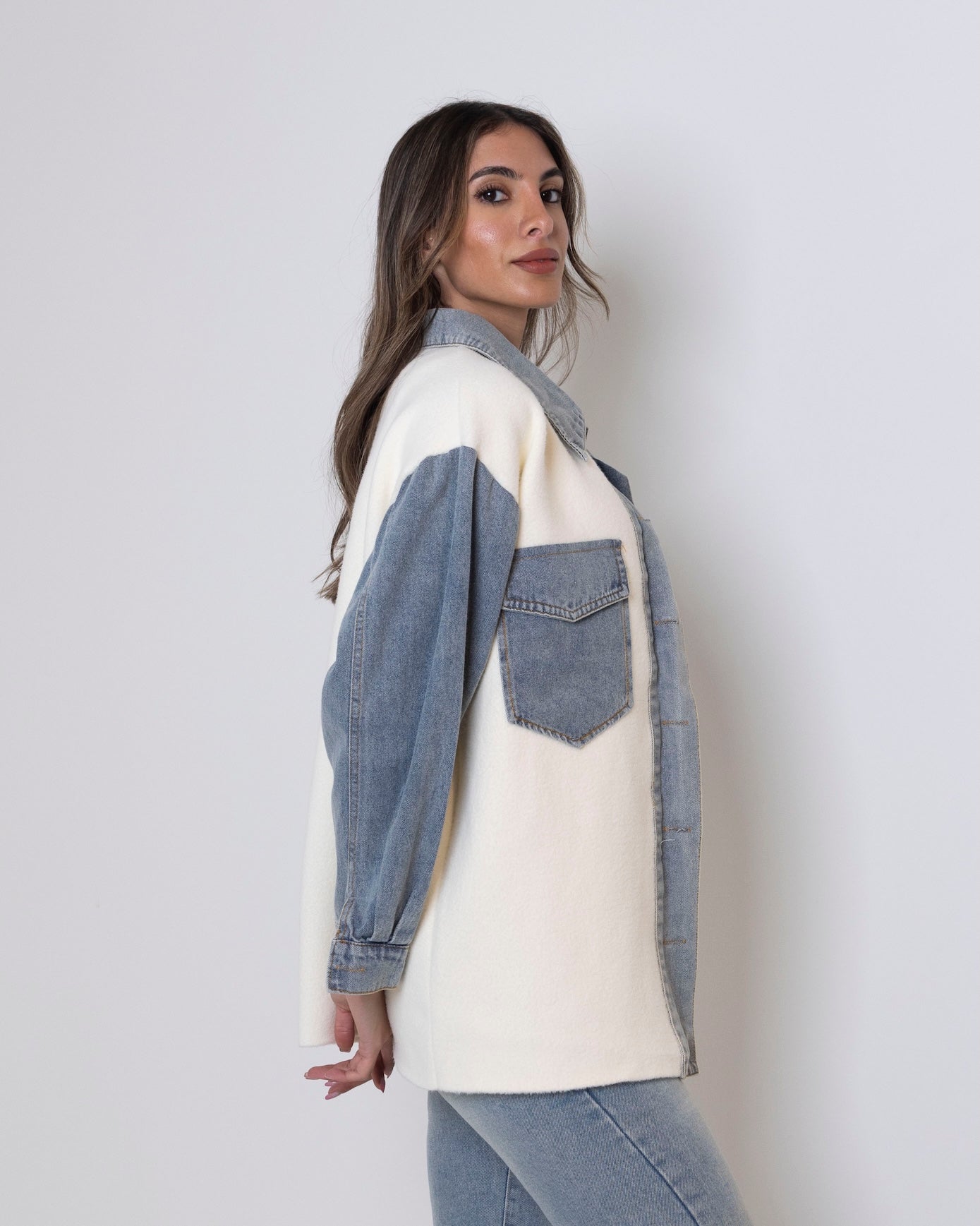 Denim X White Shirt Jacket