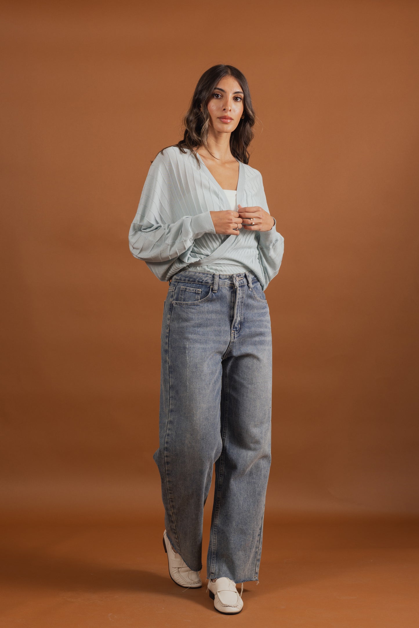 Wide Pleated Wrap Tops