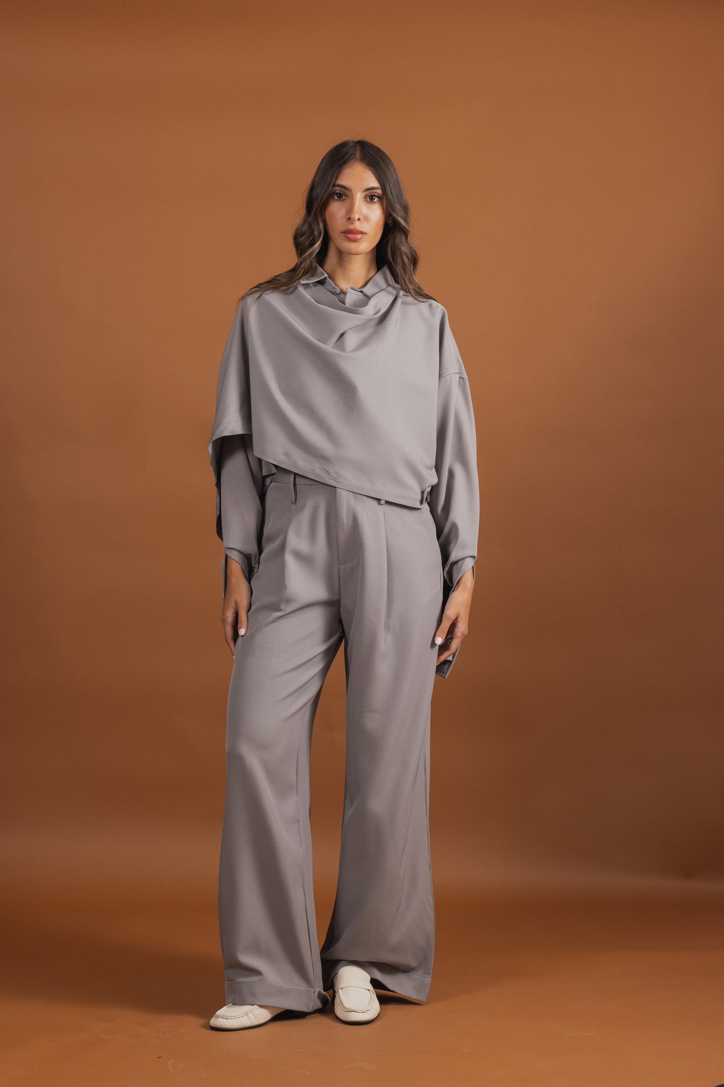 Grey Set with Scarf Top