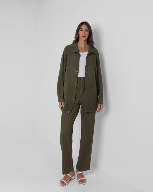 Green Pleated Set