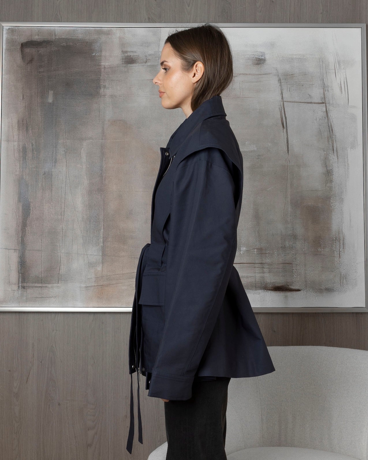 Navy Trench-like Short Jacket