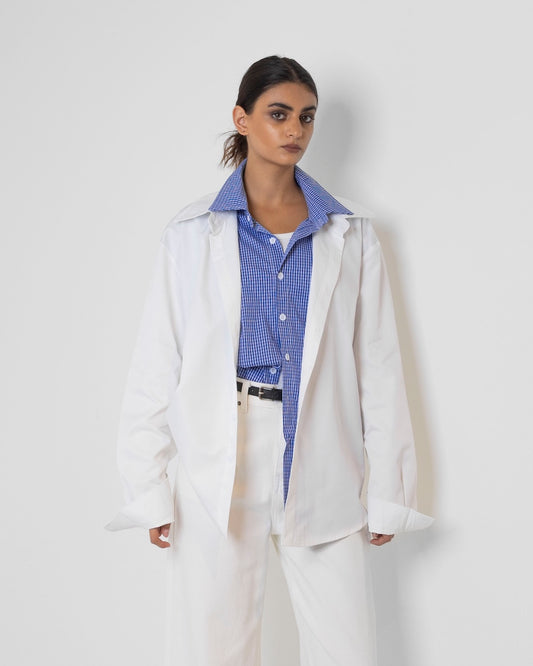 Double Shirt White & Blue Striped