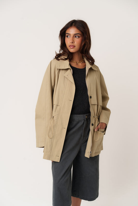 Beige Gartered Jacket