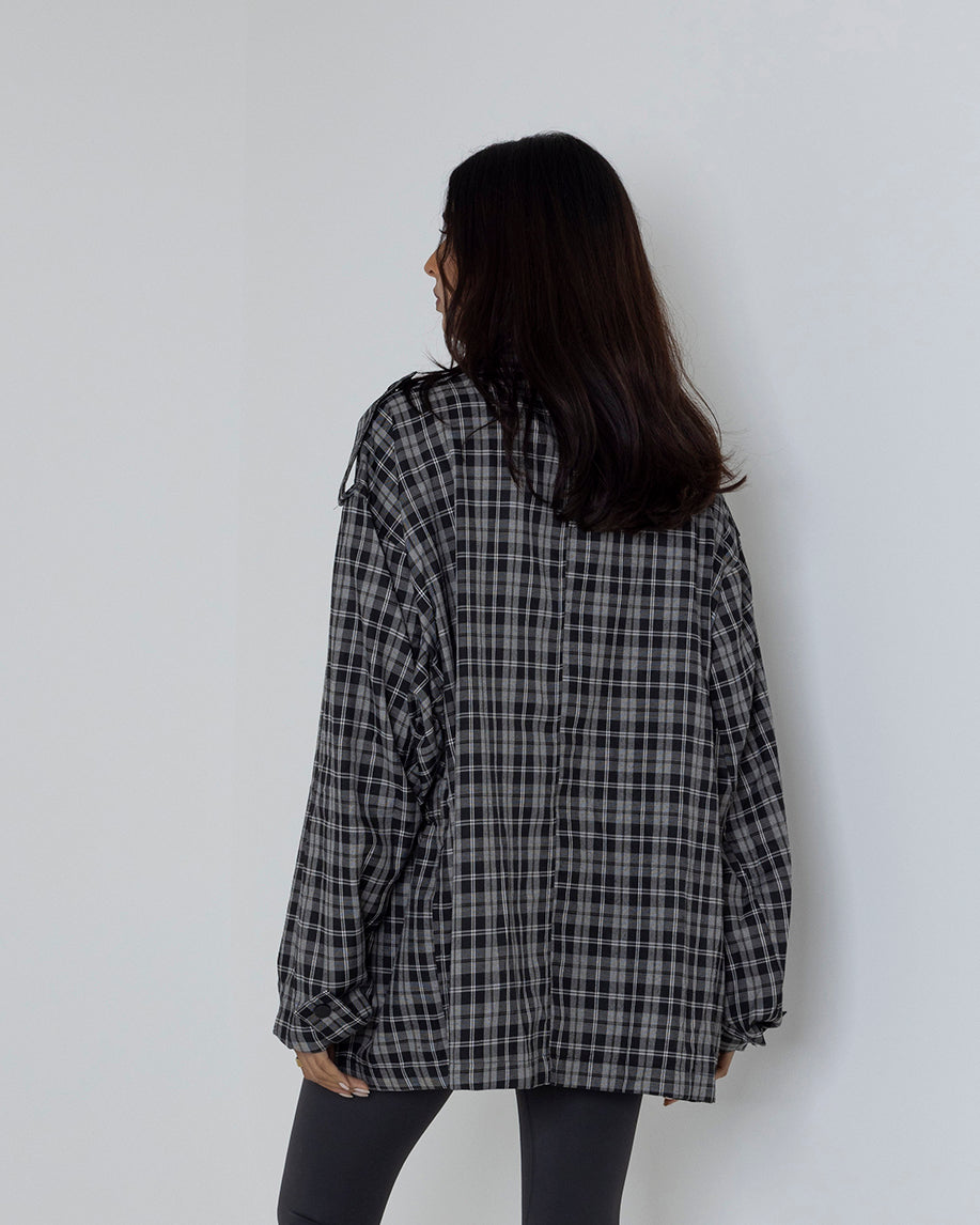 Ruched Plaid Shirt
