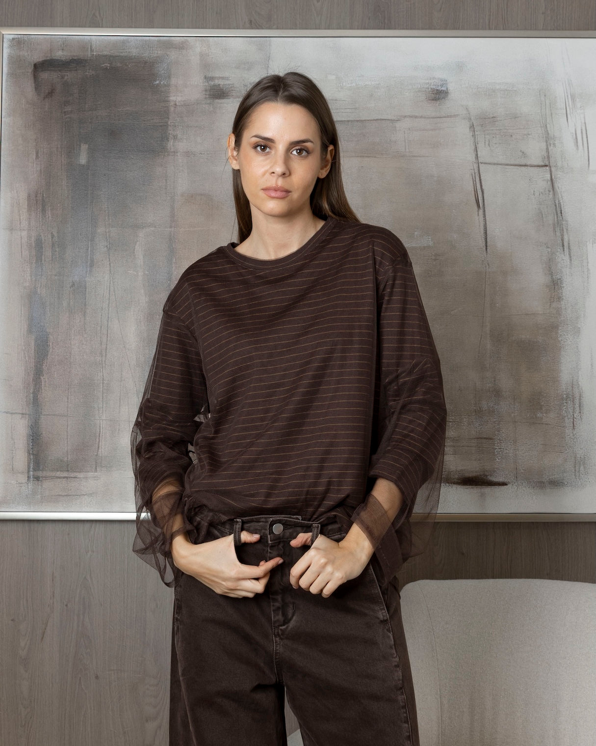 Cotton Shirt with Sheer