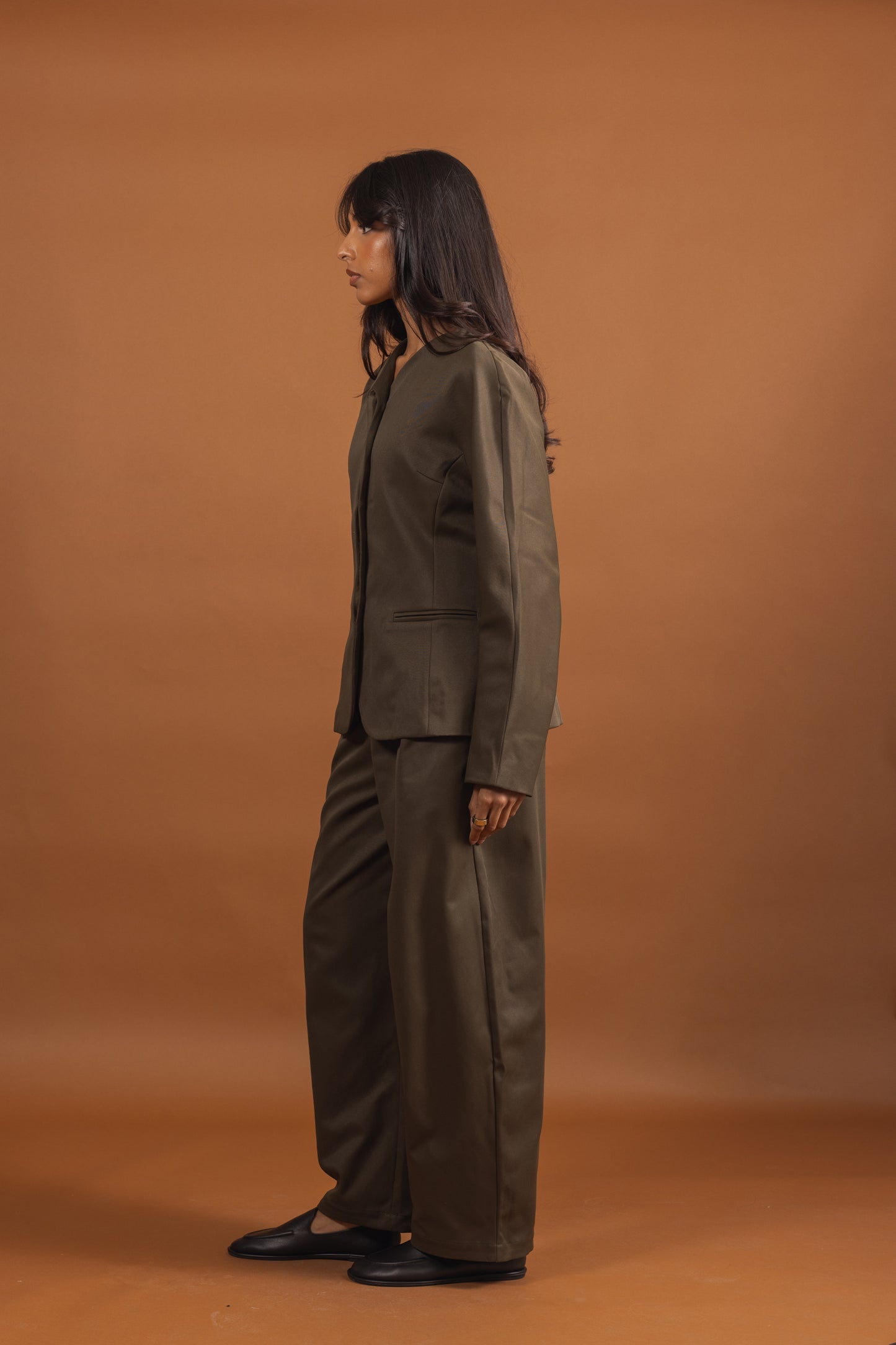 Khaki Wrap Blazer Set