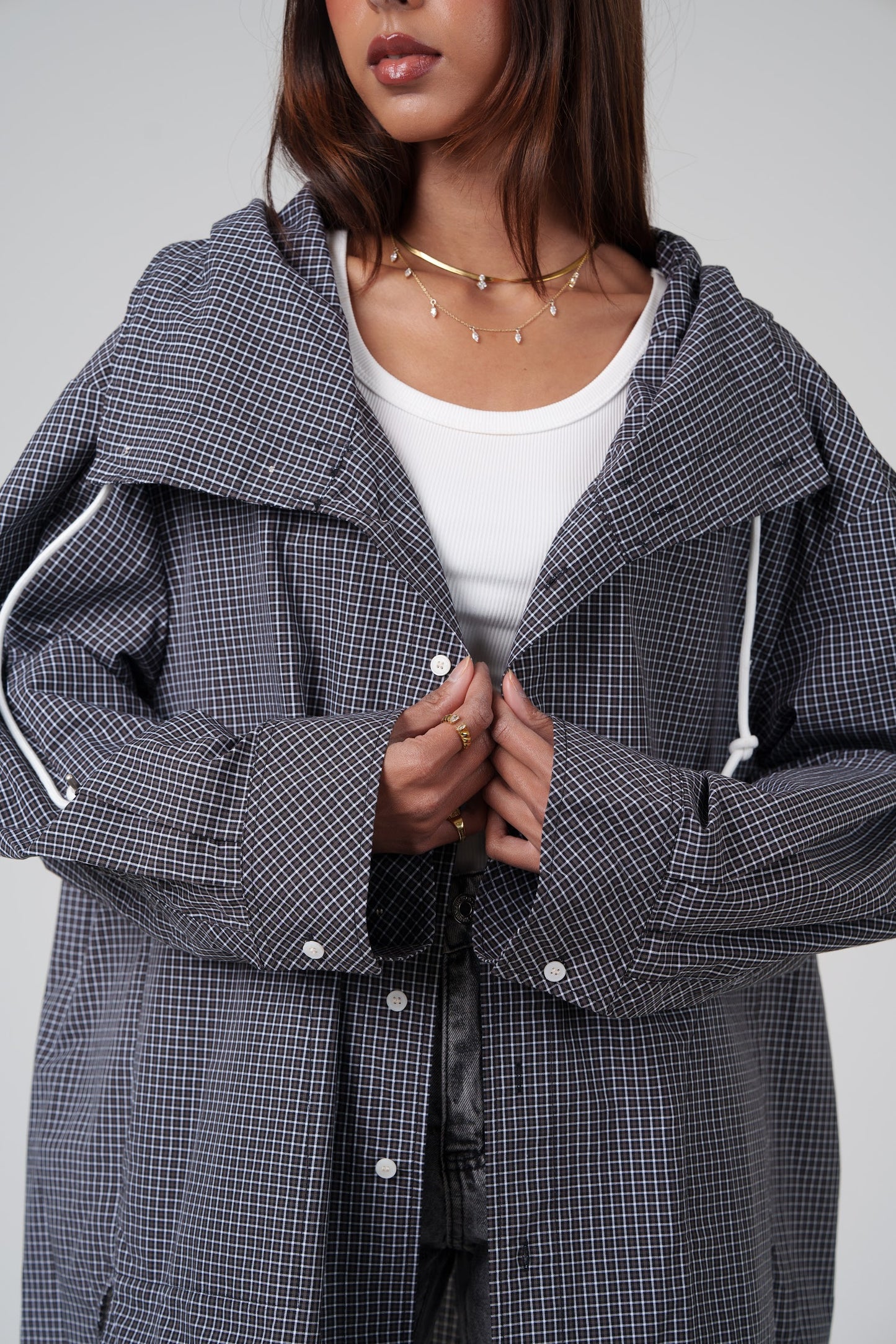 Checkered Drawstring Top