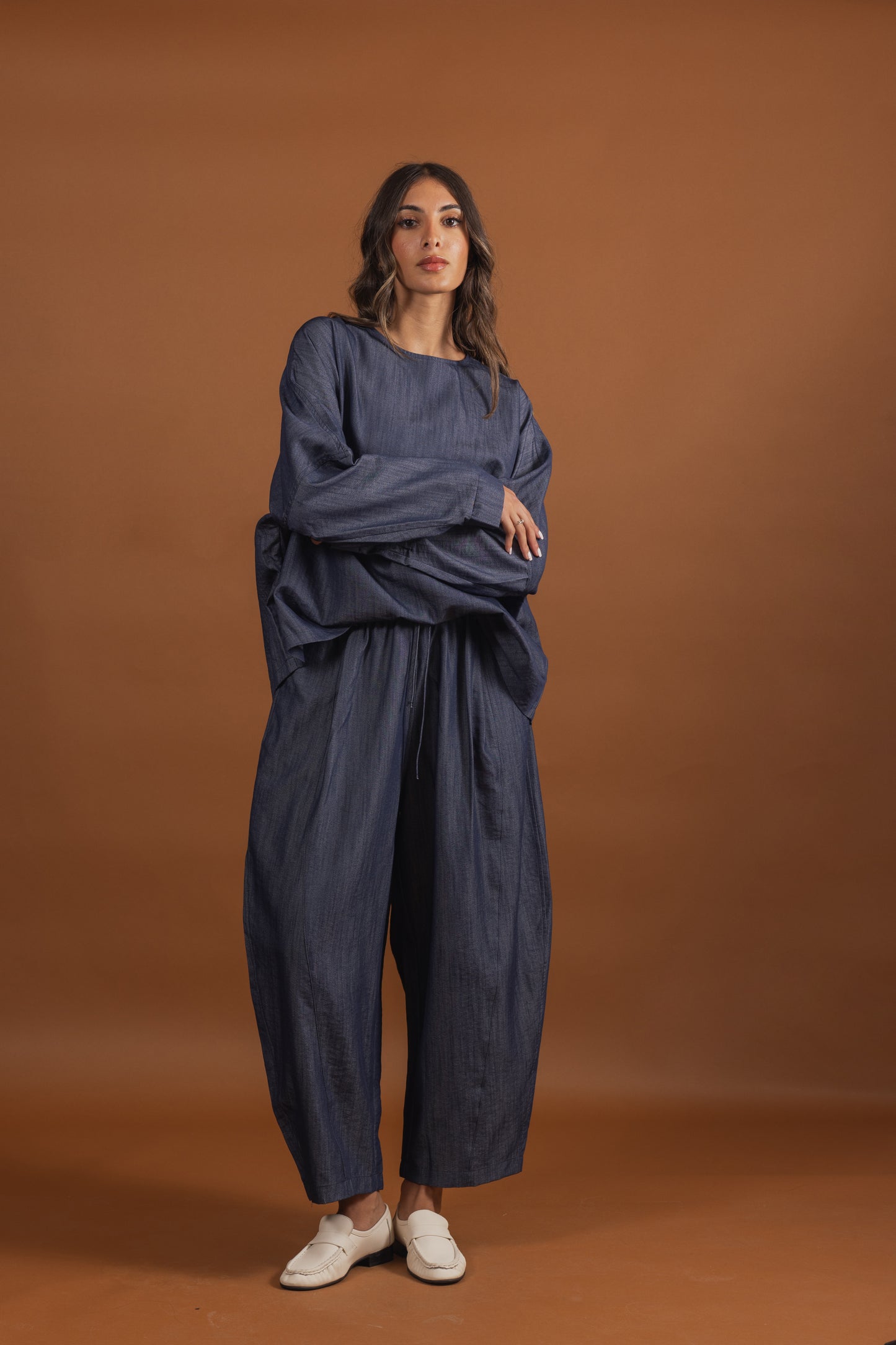 Light Denim Balloon Pants Set
