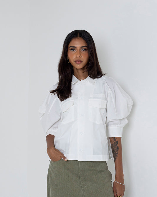 Short White Utility Shirt