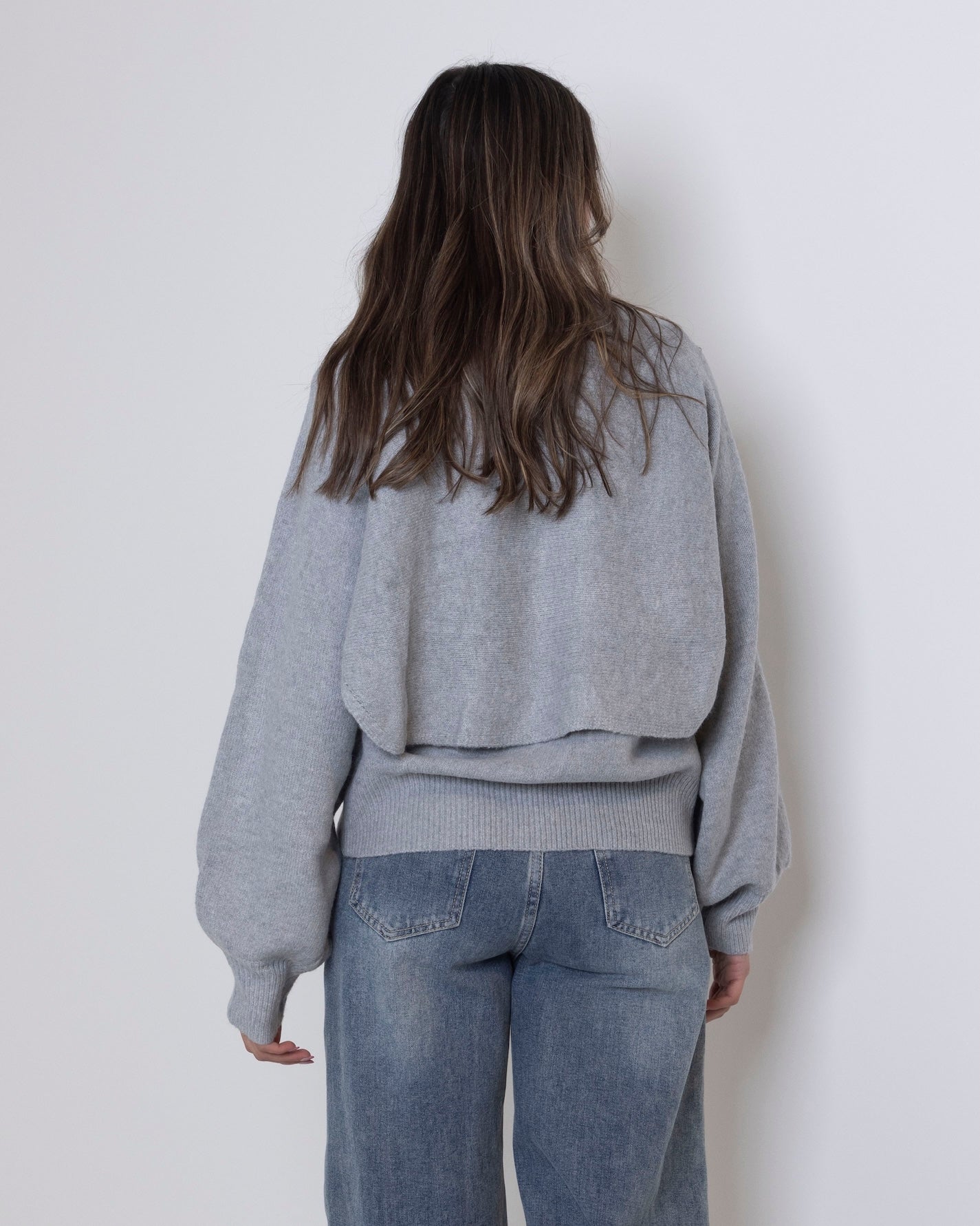 Grey Knit Cardigan Set