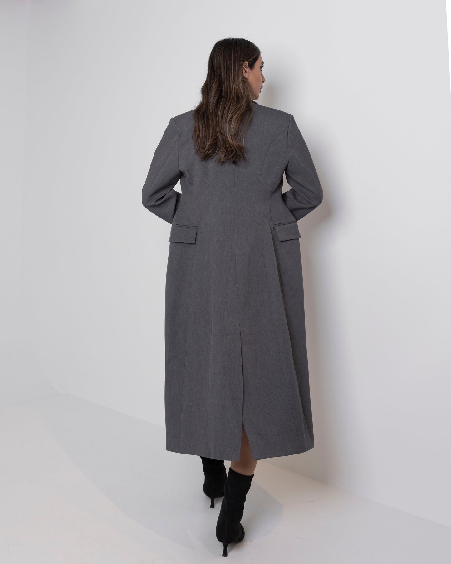 Long Grey Waisted Coat