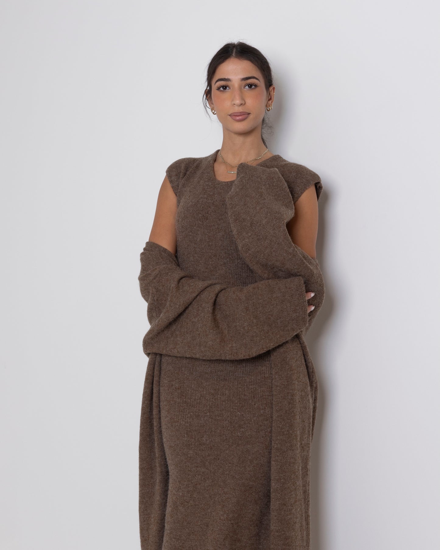 Coffee Long Dress Knitwear