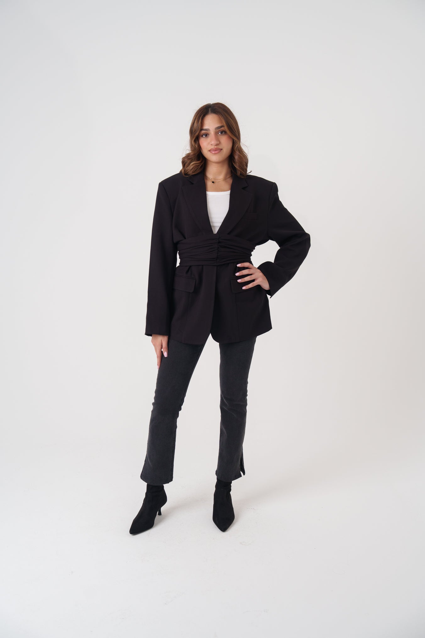 Blazer with Zipper Large Belt