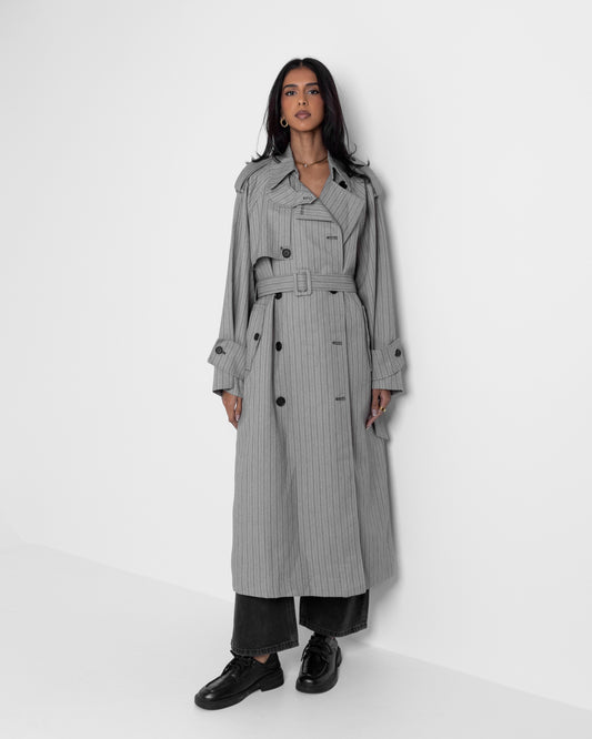 Striped Grey Trench