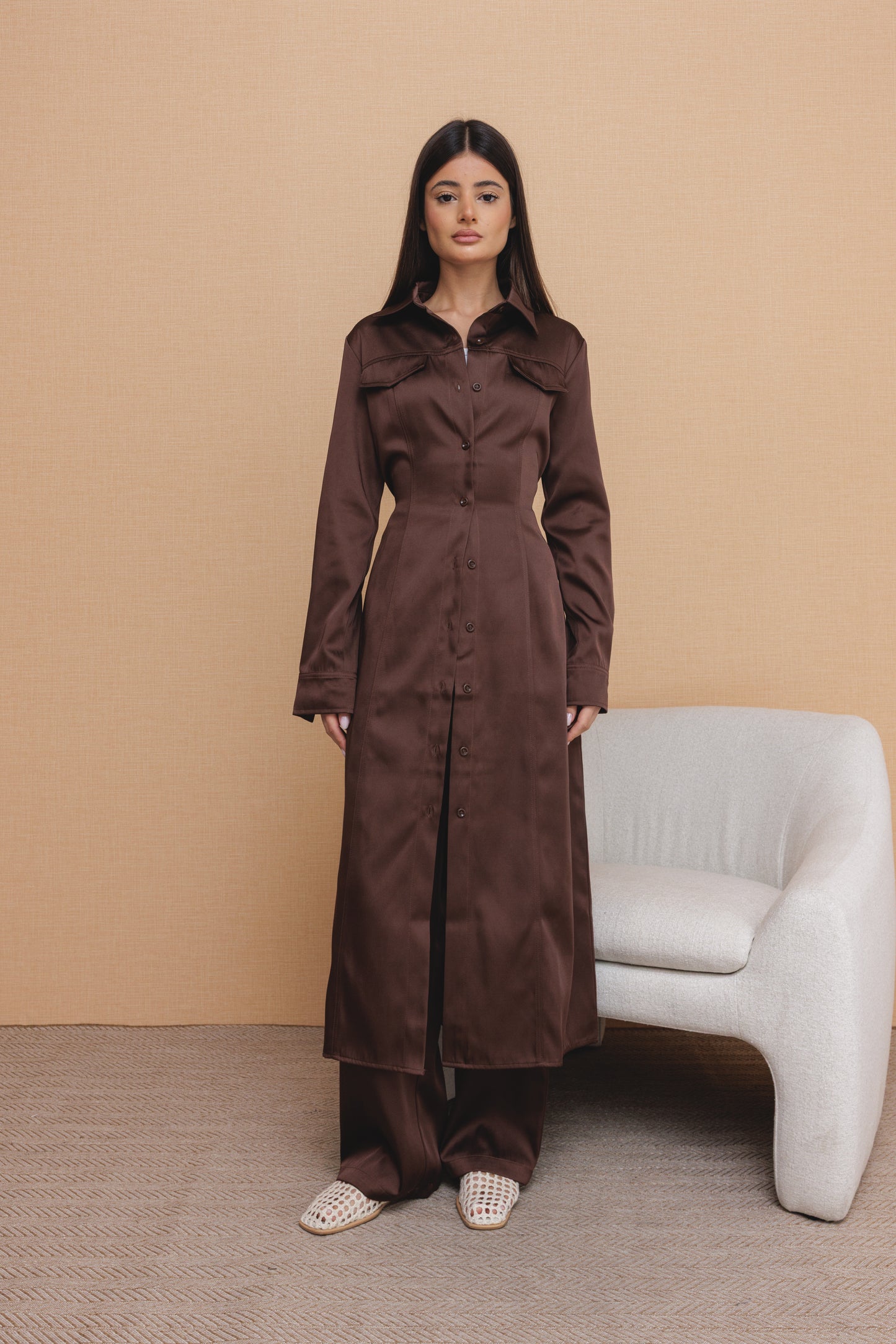 Brown Waisted Silk Set