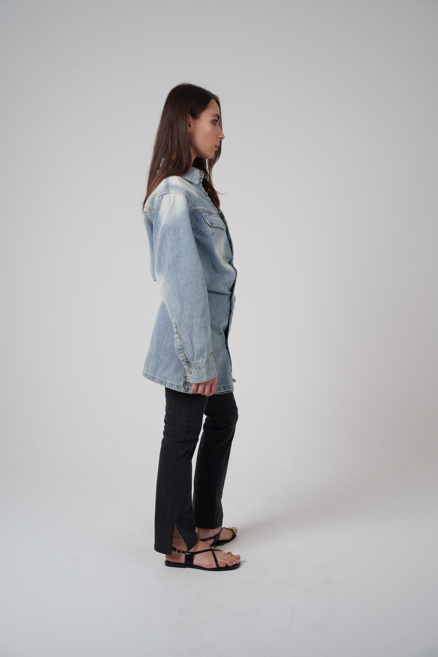 Denim Button-Down Top