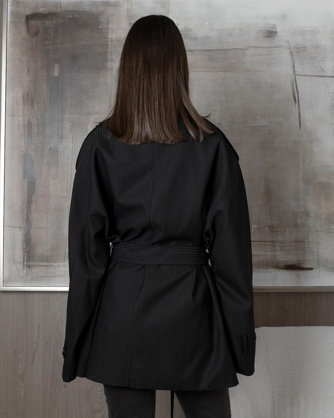 Striped Wool Short Trenches