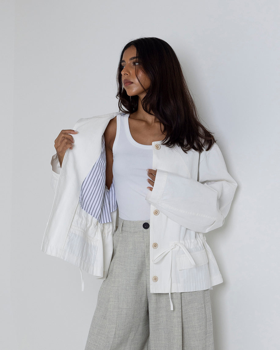 Buttoned Drawstring Jacket