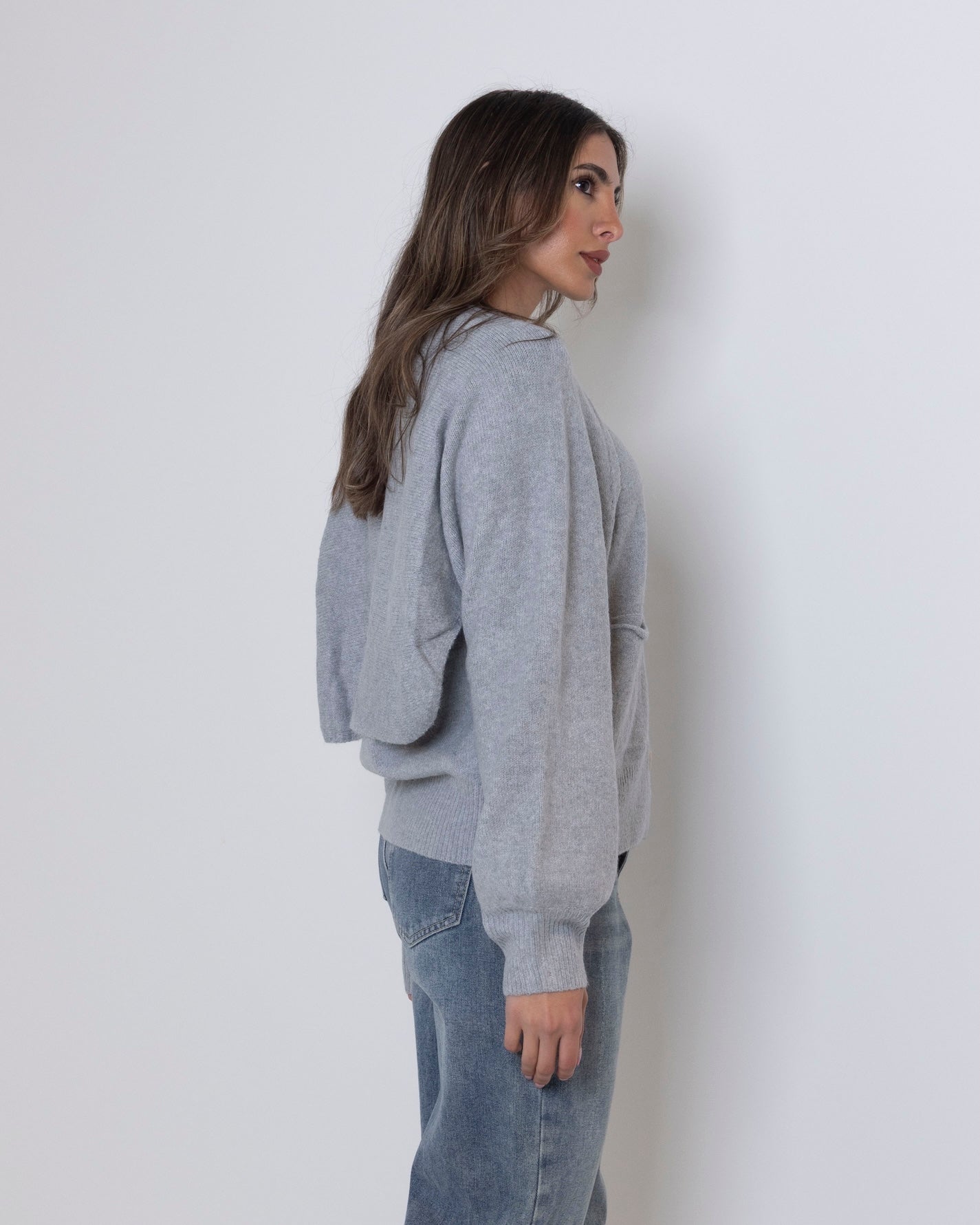 Grey Knit Cardigan Set