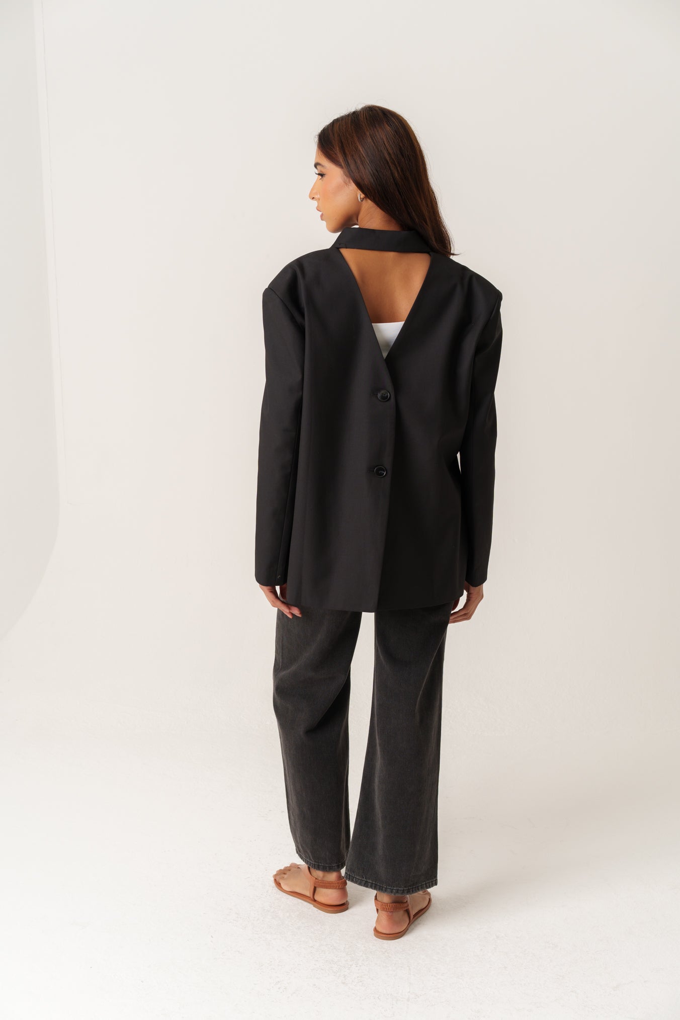 Open Back High Low Blazer