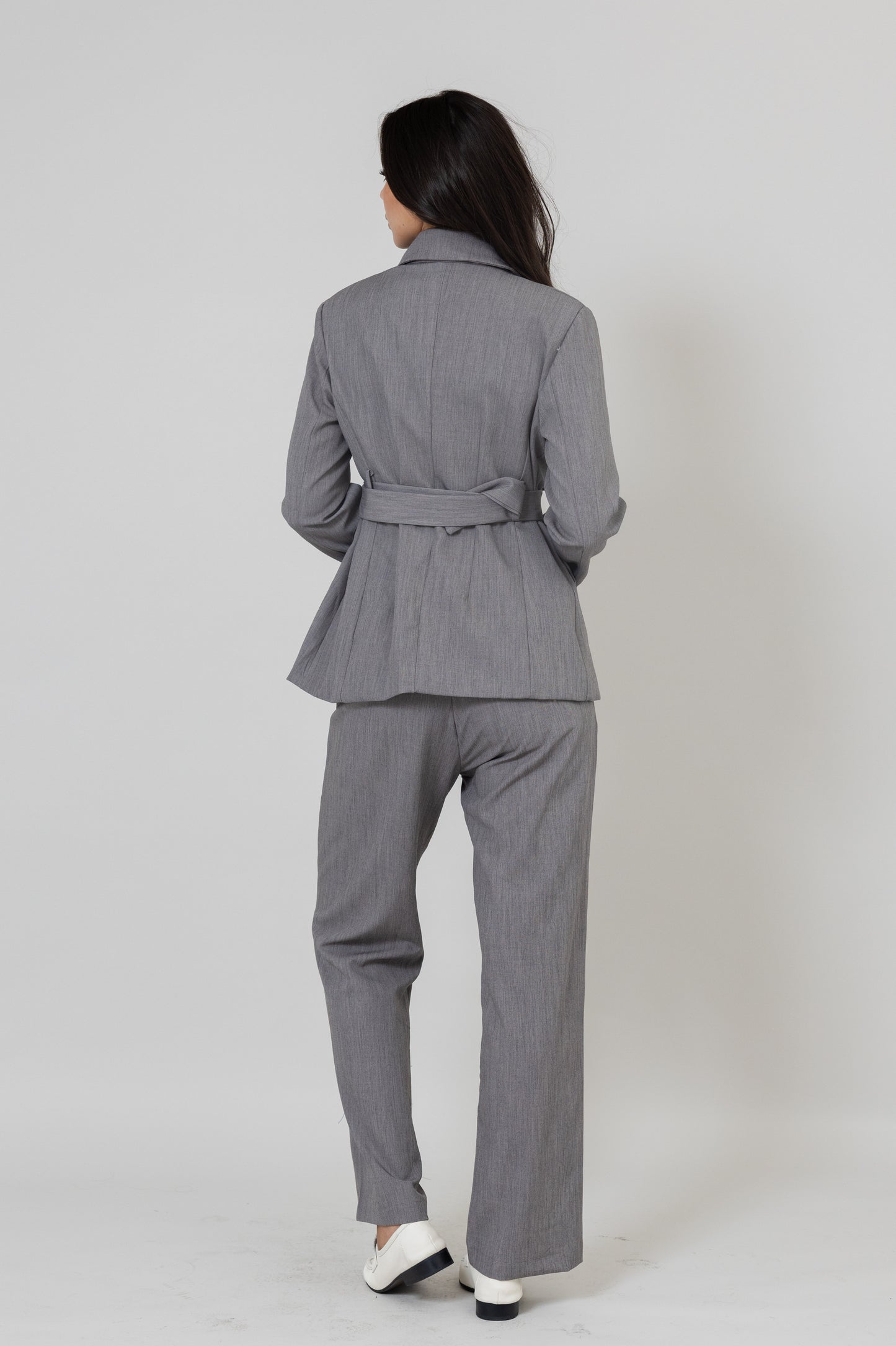 Side Buttoned Suit Set with Belt