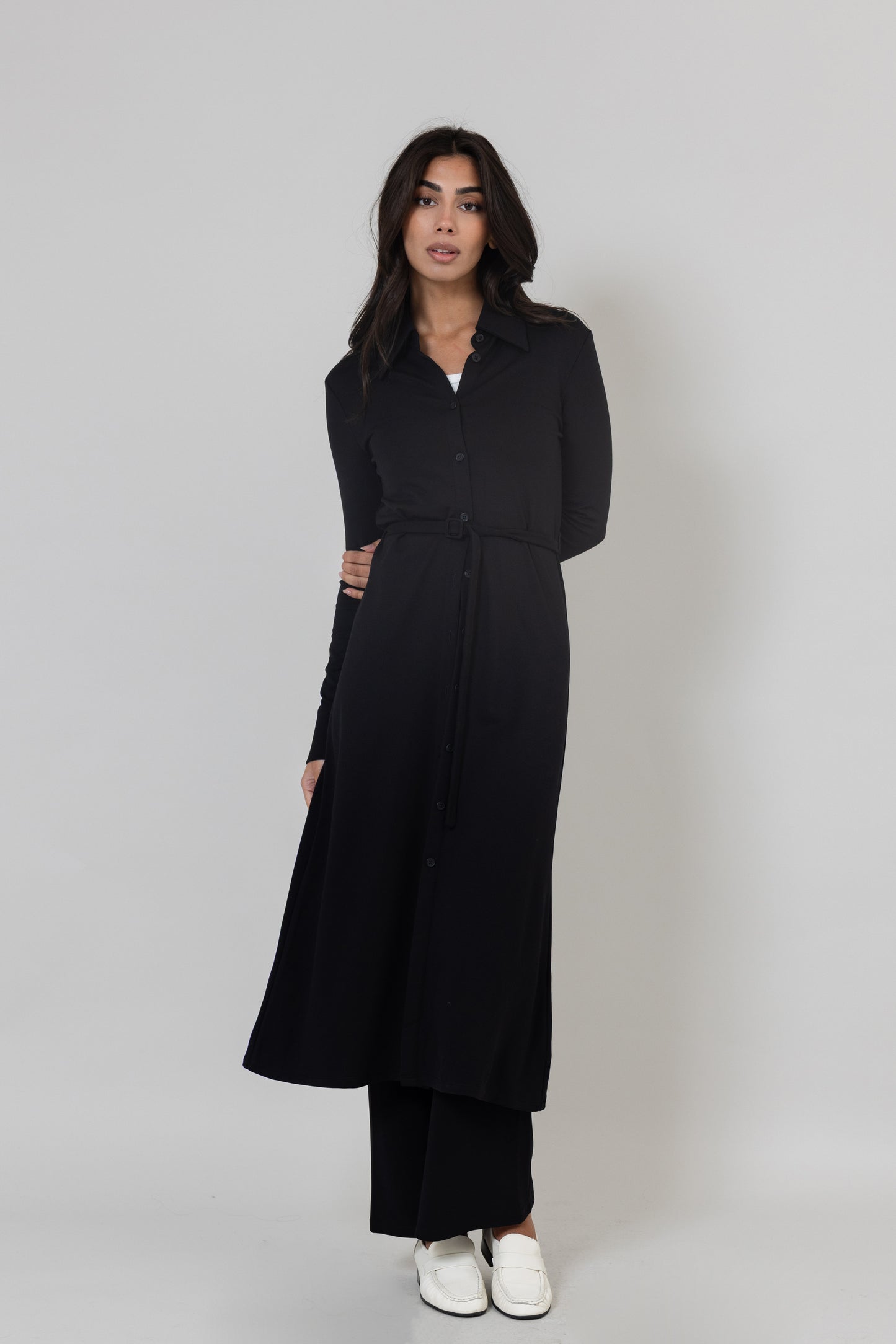 Black Collared Buttoned Cardigan