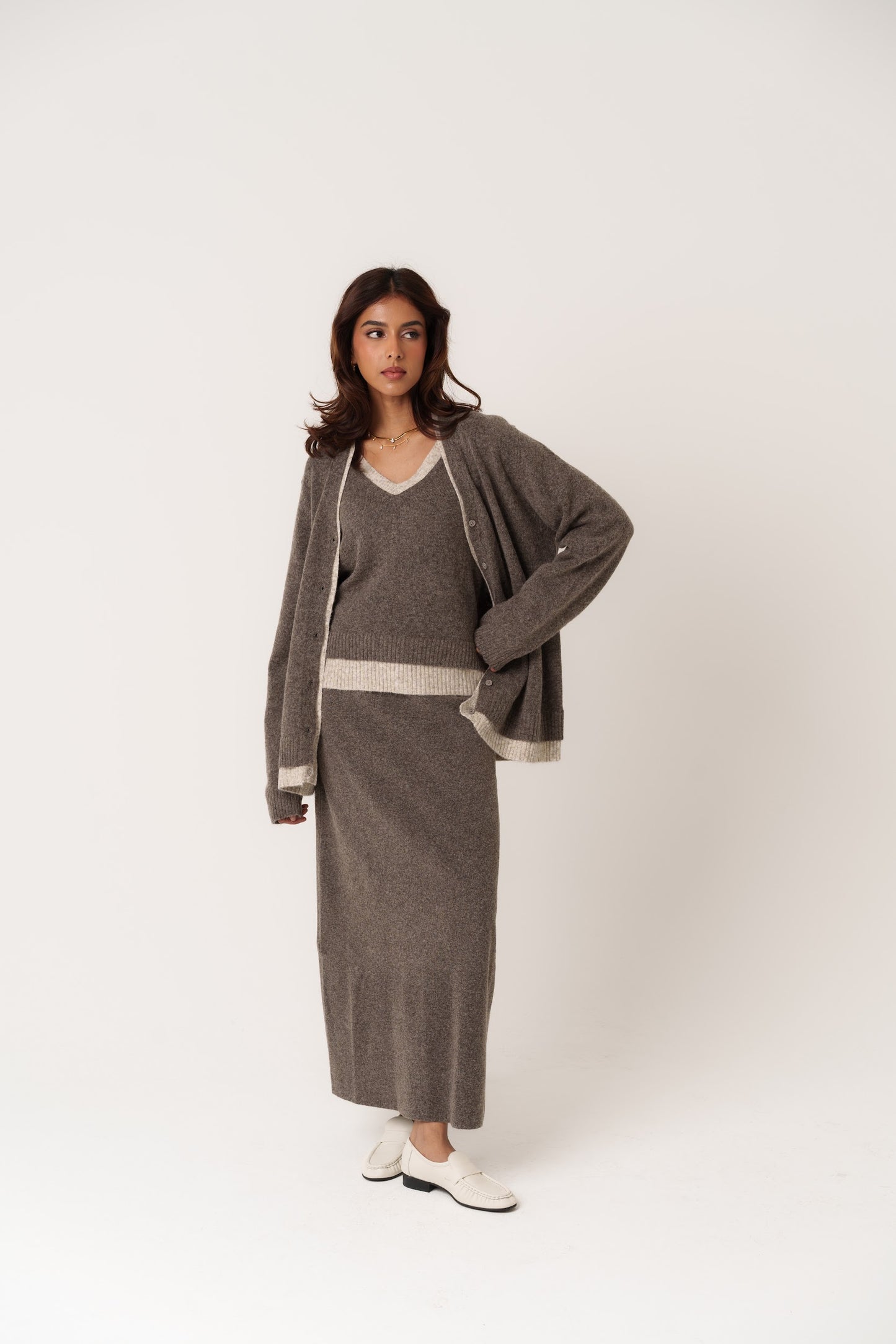 3 Piece Grey & White Knitted Set