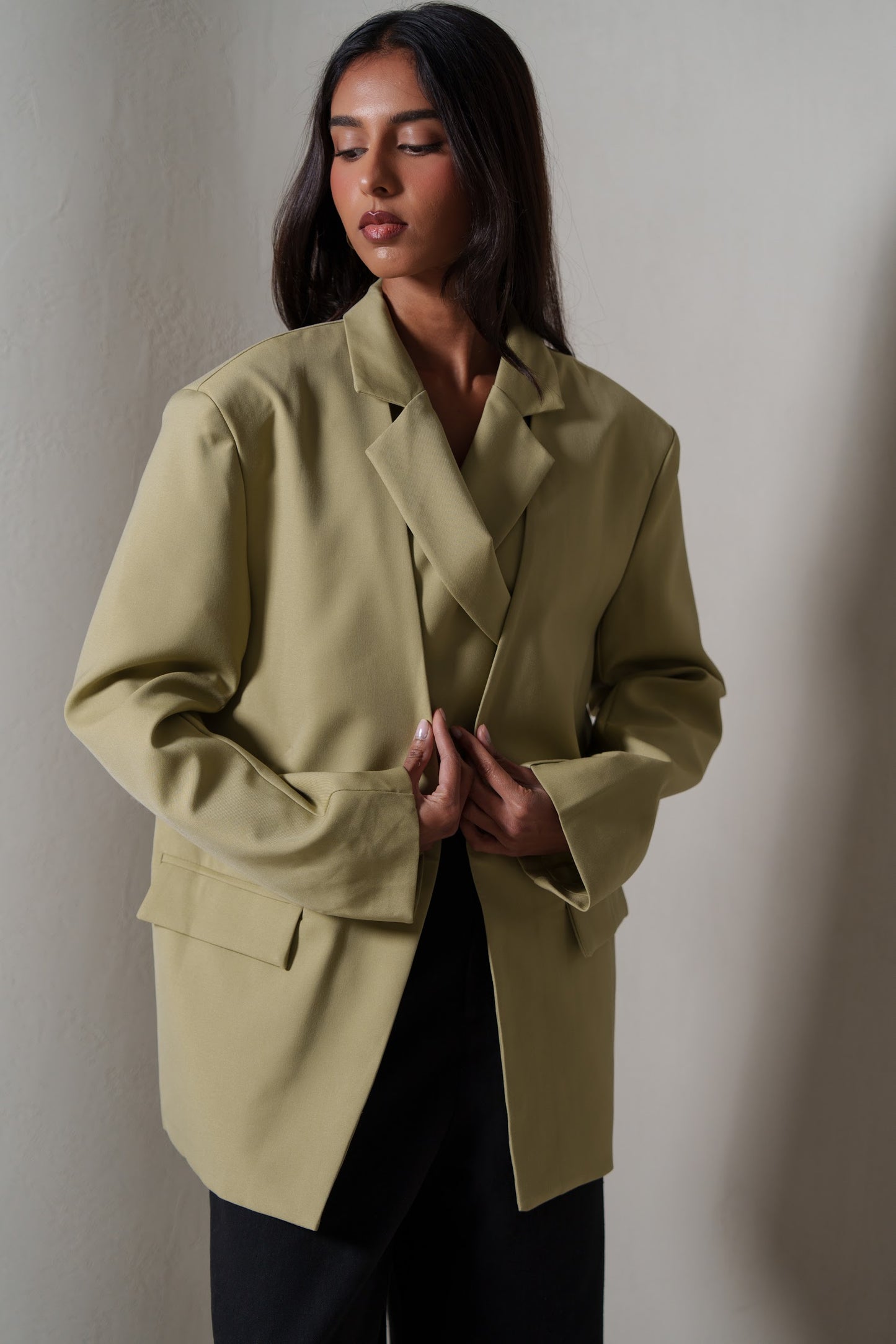 Khaki Blazer with Inner Wrap