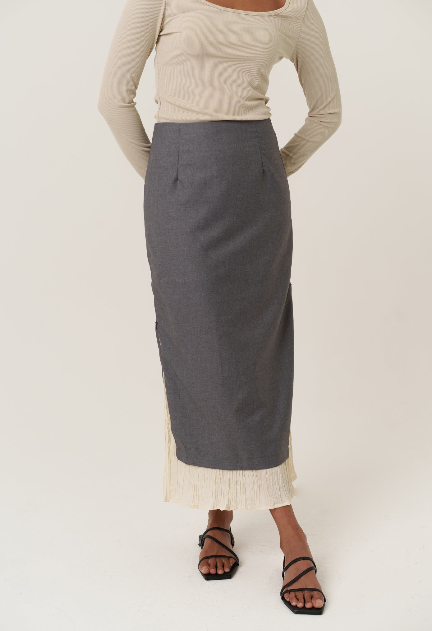 Grey Skirt with Pleats