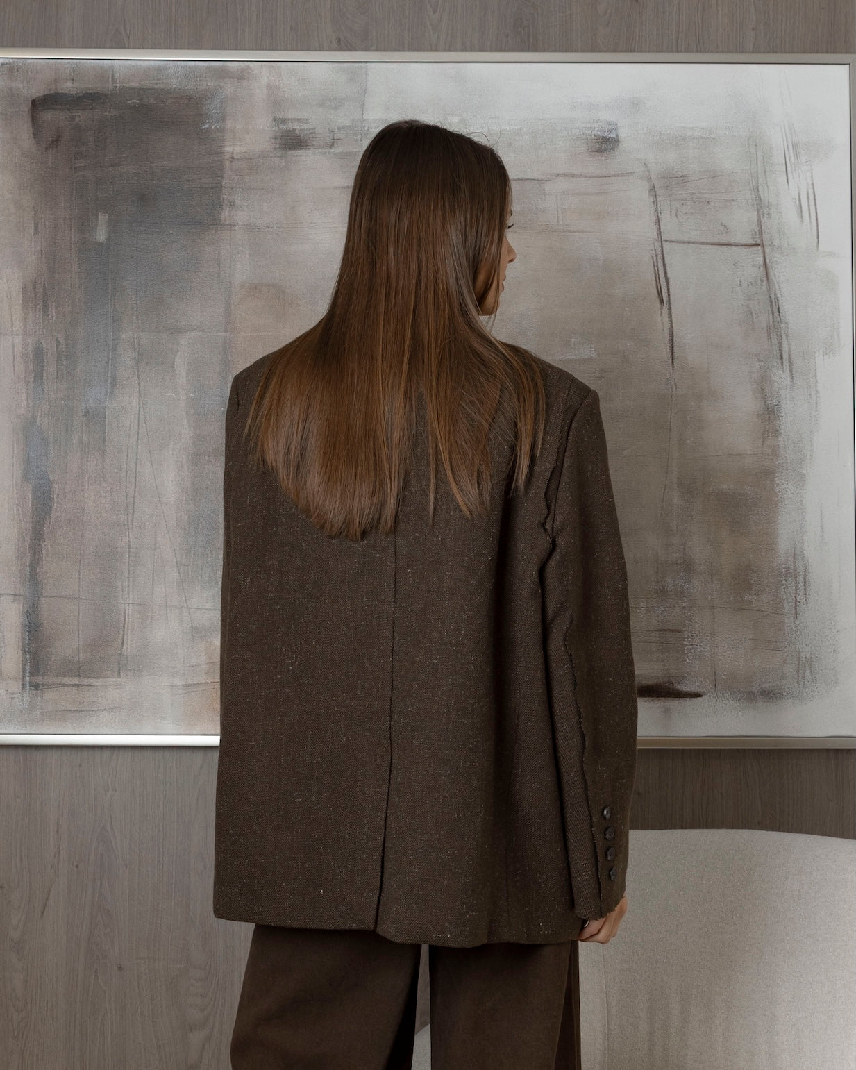 Non-Collared Brown Blazer