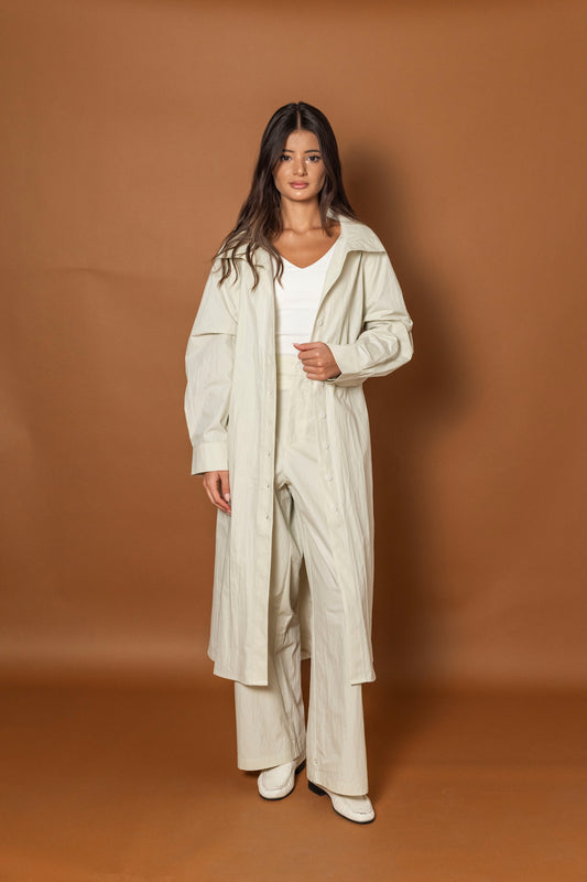 Beige Long Trench Set