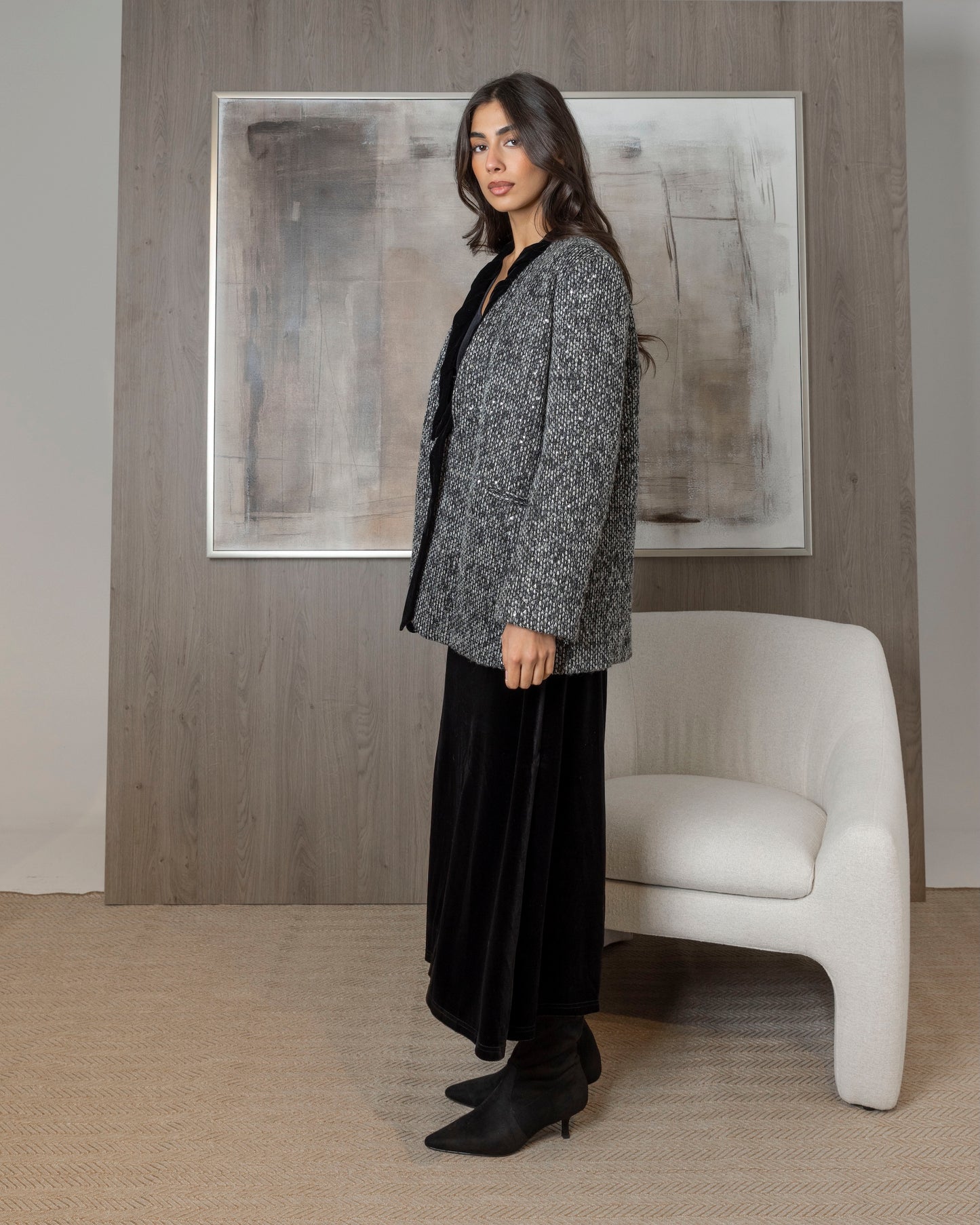 Tweed Jacket with Velvet