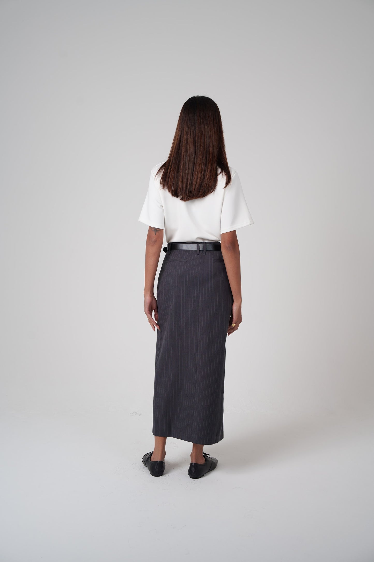 Pinstripe Slit Skirt
