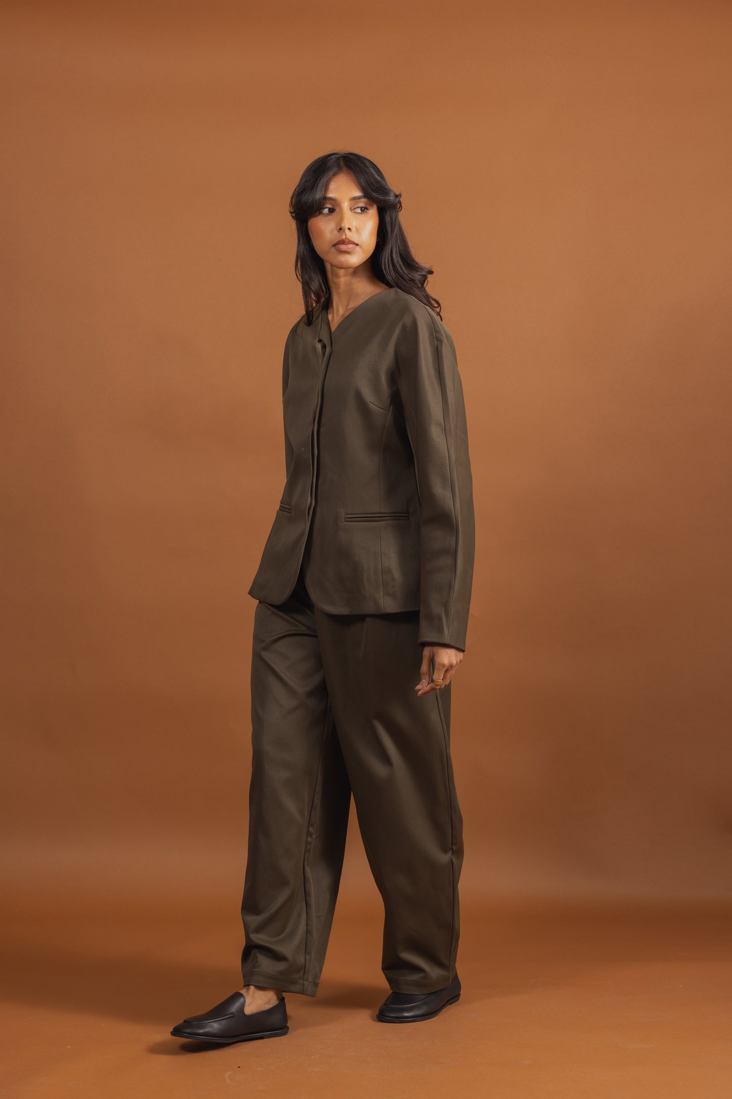 Khaki Wrap Blazer Set