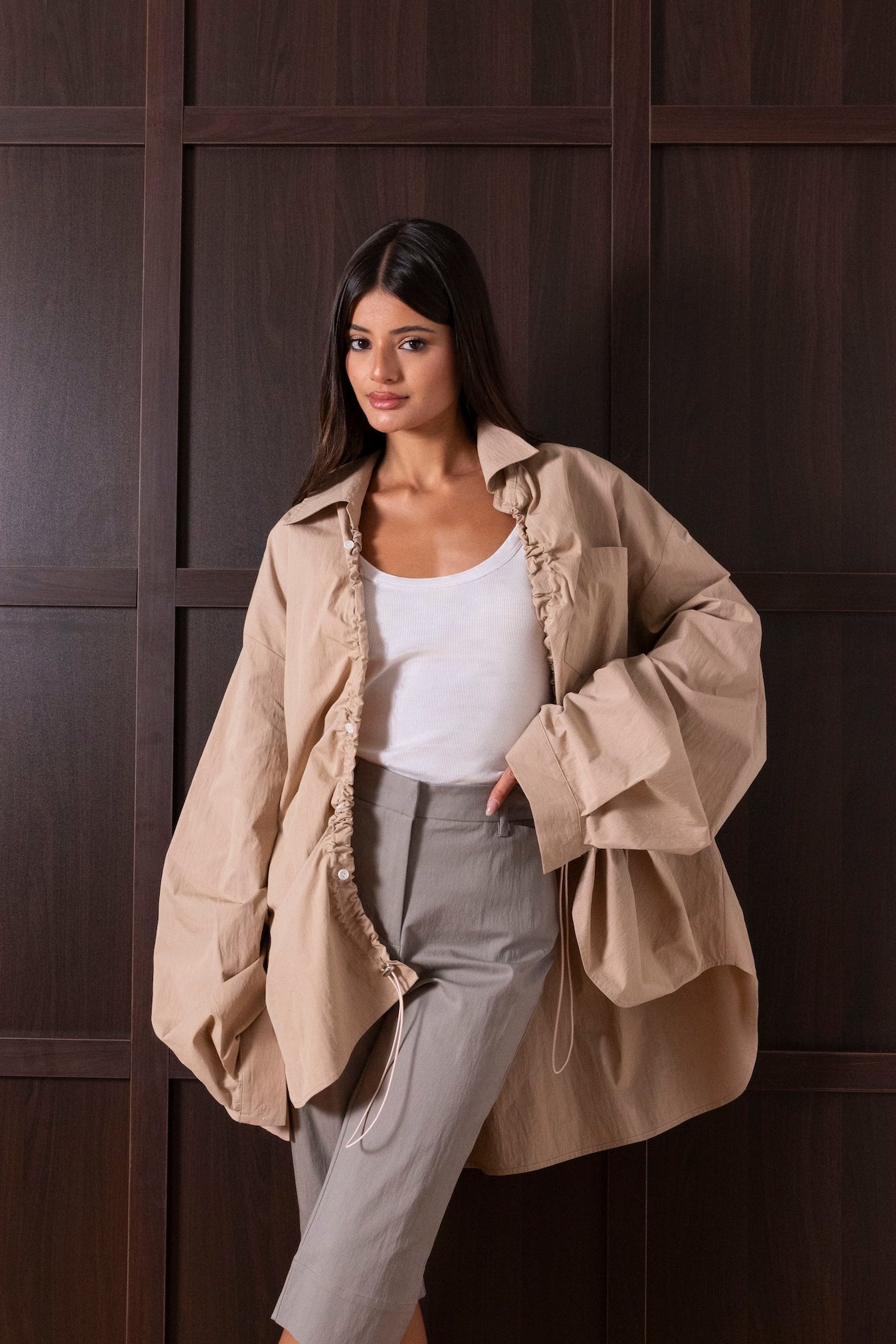 Beige Jacket with Garters